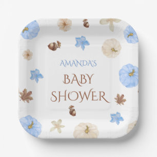 little pumpkin baby boy shower	 paper plate