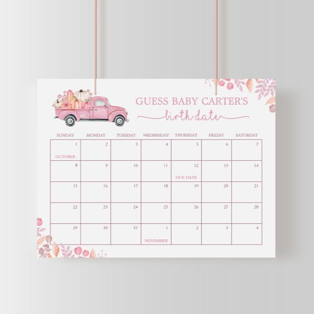 Little Pumpkin Baby Due Date Calendar Game Sign (Creator Uploaded)