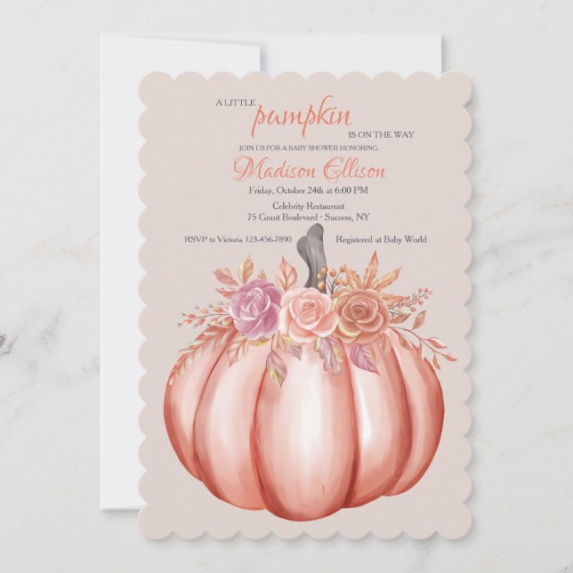 Little Pumpkin Baby Girl Shower Invitation (Front)