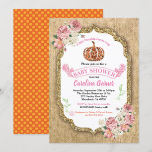 Little pumpkin baby girl shower invitation burlap