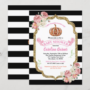 Little pumpkin baby girl shower invitation pink