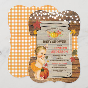 Little pumpkin baby girl shower invitation retro