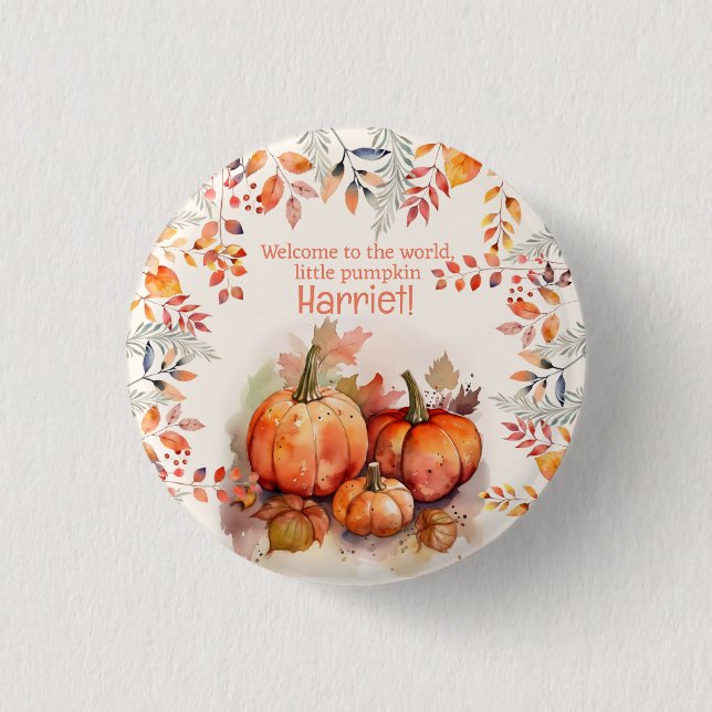Little Pumpkin Baby Shower 3 Cm Round Badge (Front)
