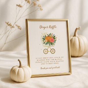 Little Pumpkin Baby Shower 8x10 Diaper Raffle Sign