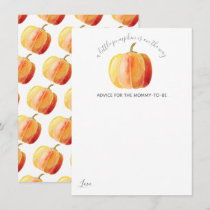 Little Pumpkin Baby Shower Advice Card