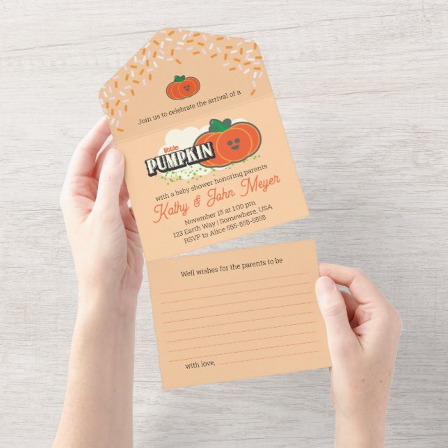 Little Pumpkin Baby Shower All in One All In One Invitation (Tearaway)