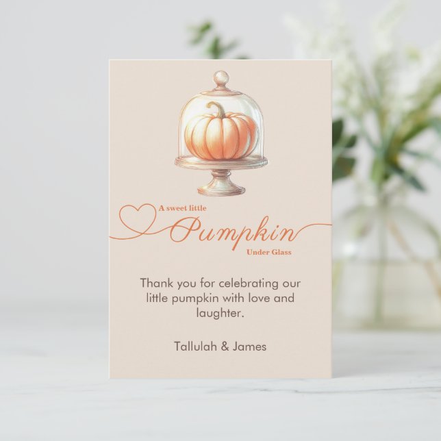 Little Pumpkin Baby Shower – Autumn Chic Thank You Card (Standing Front)