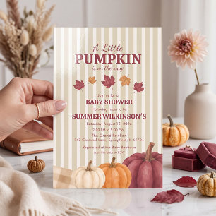 Little Pumpkin Baby Shower Autumn Leaves Invitation