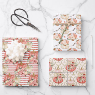 Little Pumpkin Baby Shower Birthday Girl Party Wrapping Paper Sheet