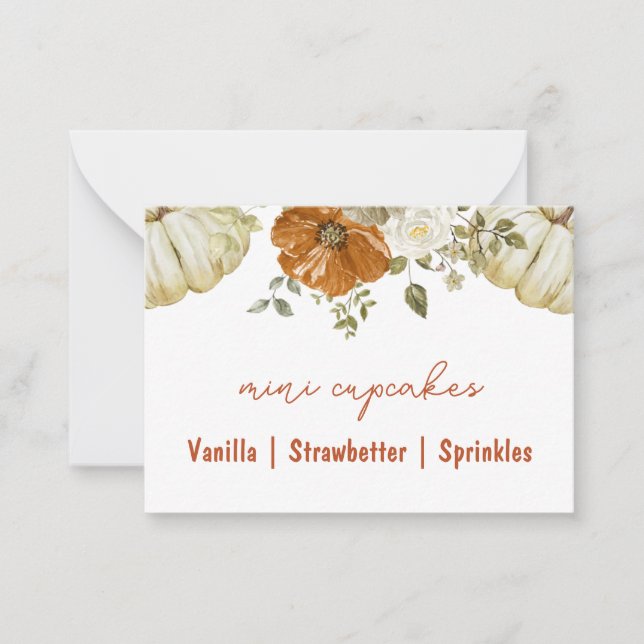 Little Pumpkin Baby Shower Buffet Card (Front)