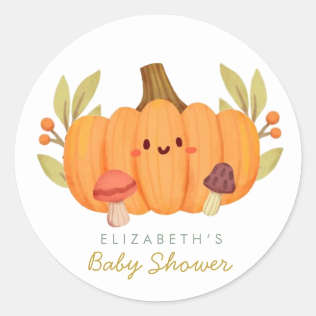 Little Pumpkin Baby Shower Classic Round Sticker (Front)