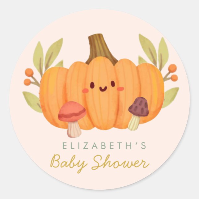 Little Pumpkin  Baby Shower  Classic Round Sticker (Front)