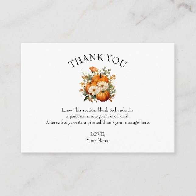 Little Pumpkin Baby Shower Cosy Fall Thank you Enclosure Card (Front)