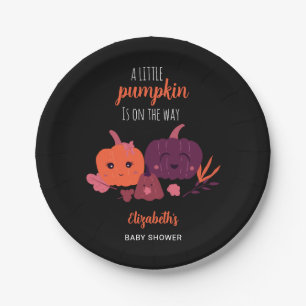 Little Pumpkin Baby Shower Cute Fall Halloween Paper Plate