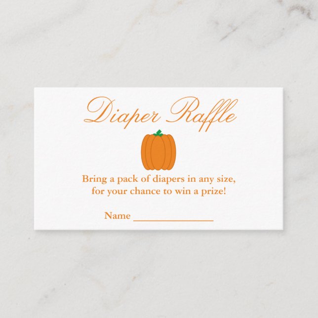Little Pumpkin Baby Shower Diaper Raffle Card (Front)