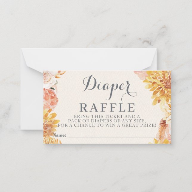 Little PUMPKIN BABY SHOWER Diaper Raffle Card (Front)