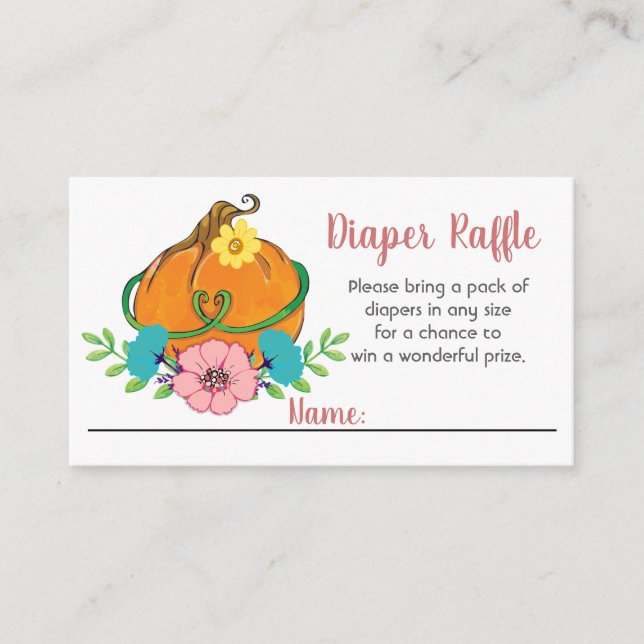 Little Pumpkin Baby Shower Diaper Raffle Enclosure Card (Front)