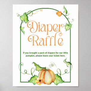 Little Pumpkin Baby Shower Diaper Raffle Game Sign