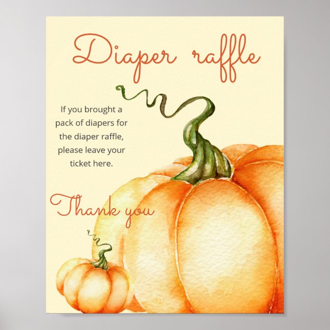 Little Pumpkin baby shower Diaper raffle Poster (Front)