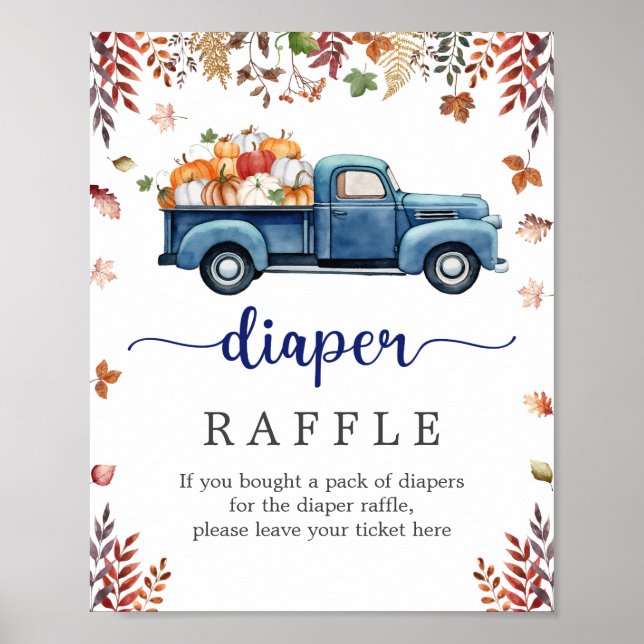 Little Pumpkin Baby Shower Diaper Raffle Sign (Front)