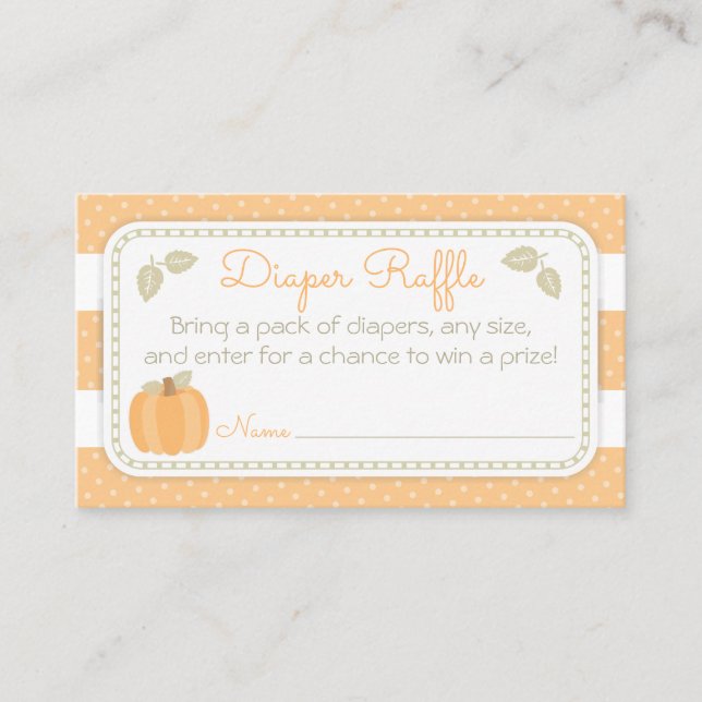 Little Pumpkin Baby Shower Diaper Raffle Ticket (Front)