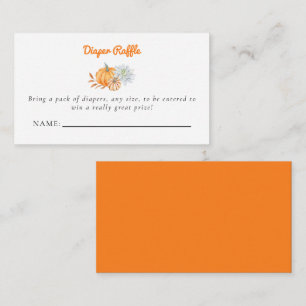 Little Pumpkin Baby Shower Diaper Raffle Ticket Enclosure Card