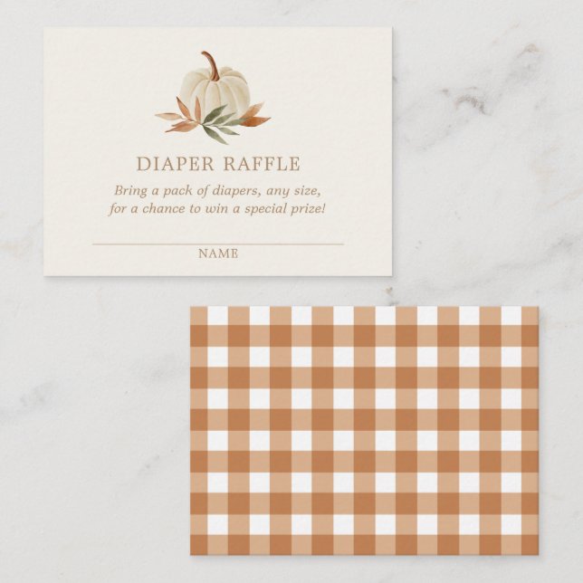 Little Pumpkin Baby Shower Diaper Raffle Ticket Enclosure Card (Front/Back)