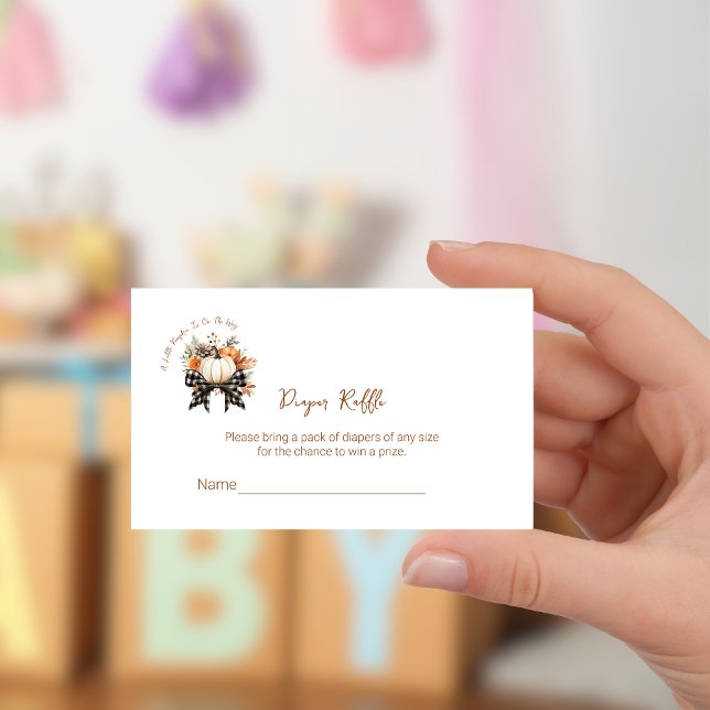 Little Pumpkin Baby Shower Diaper Raffle Ticket  Enclosure Card (Creator Uploaded)