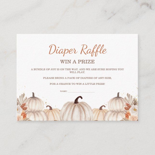 Little Pumpkin Baby Shower Diaper Raffle Ticket Enclosure Card (Front)