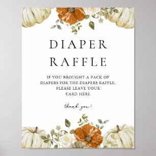Little Pumpkin Baby Shower Dipaer Raffle Sign