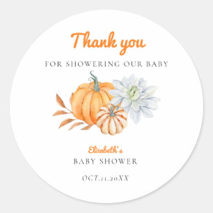Little Pumpkin Baby Shower Elegant Simple Modern  Classic Round Sticker