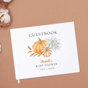 Little Pumpkin Baby Shower Elegant Simple Modern Guest Book