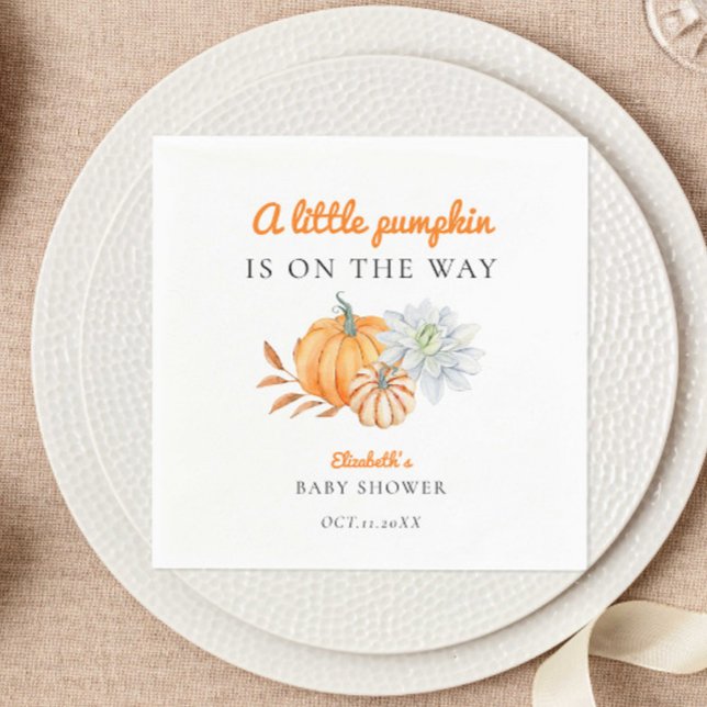 Little Pumpkin Baby Shower Elegant Simple Modern Napkin (Creator Uploaded)