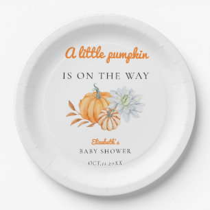 Little Pumpkin Baby Shower Elegant Simple Modern Paper Plate