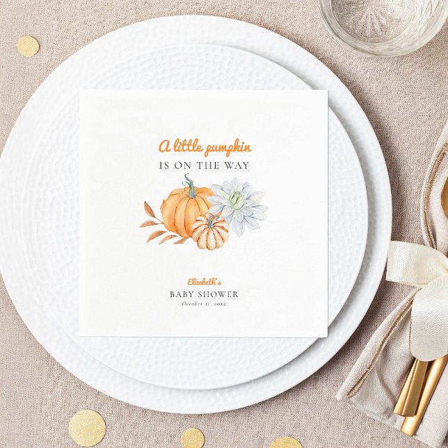 Little Pumpkin Baby Shower Elegant Simple Napkin (Creator Uploaded)
