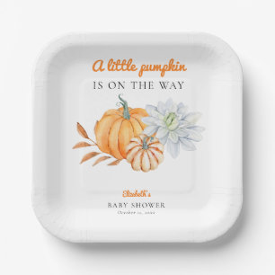 Little Pumpkin Baby Shower Elegant Simple Paper Plate