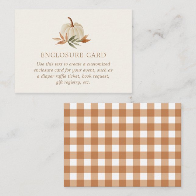 Little Pumpkin Baby Shower Enclosure Card (Front/Back)