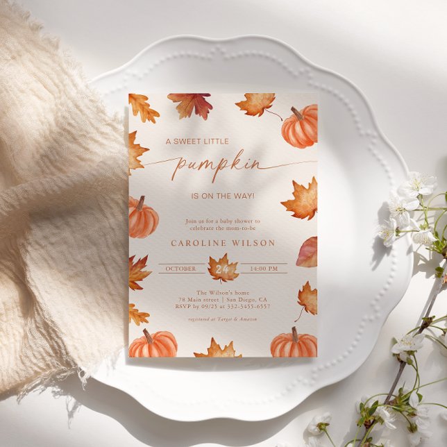 Little Pumpkin Baby Shower Fall Burnt Orange Invitation (Creator Uploaded)