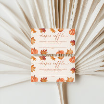 Little Pumpkin Baby Shower Fall Diaper Raffle Card