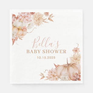 Little Pumpkin Baby Shower Fall Pink Floral  Napkin