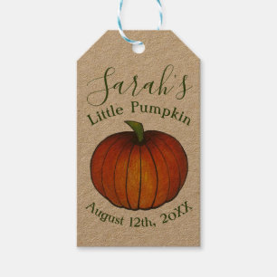 Little Pumpkin Baby Shower Favour Orange October Gift Tags