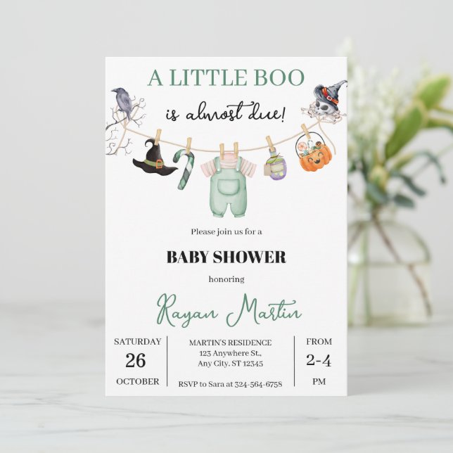 Little Pumpkin Baby Shower For Boy Invitation (Standing Front)