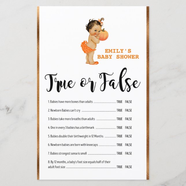 Little Pumpkin Baby Shower Game PRINTED (Front)