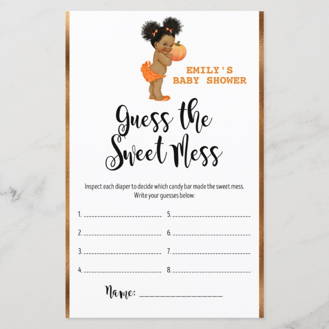 Little Pumpkin Baby Shower Game PRINTED (Front)