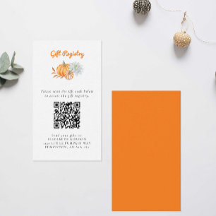  Little Pumpkin Baby Shower Gift Registry QR Code Enclosure Card