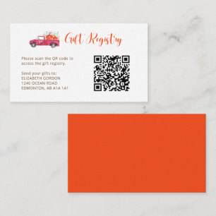 Little Pumpkin Baby Shower Gift Registry QR Code Enclosure Card
