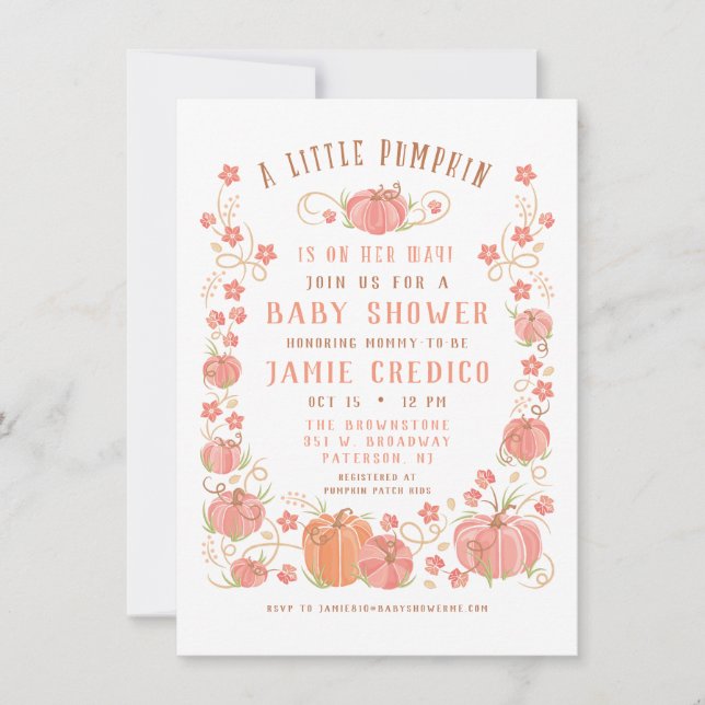 Little Pumpkin Baby Shower Girl Invitation (Front)
