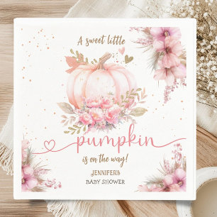 Little Pumpkin Baby Shower Girl Pink Boho Rustic Napkin