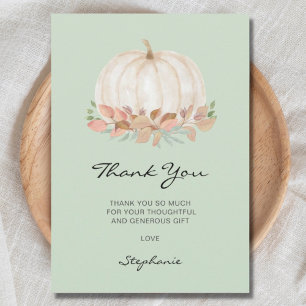Little Pumpkin Baby Shower Green Thank You Card