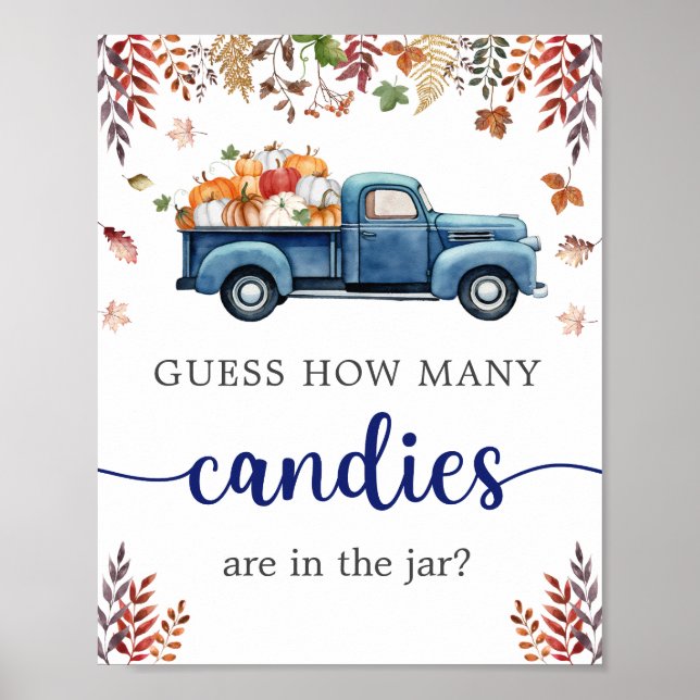 Little Pumpkin Baby Shower Guess Game Sign (Front)